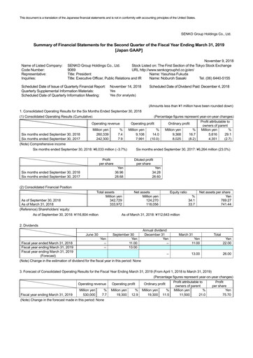 Vorschaubild SENKO Group Holdings Halbjahresbericht 2019-h1