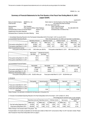 Vorschaubild SENKO Group Holdings Quartalsbericht 2012-q1