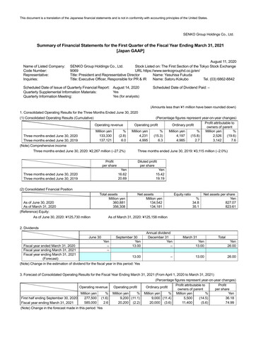 Vorschaubild SENKO Group Holdings Quartalsbericht 2021-q1