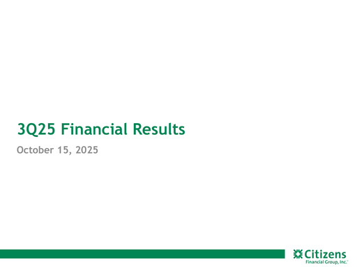 Thumbnail Citizens Financial Group Quarterly Report 2025-q3