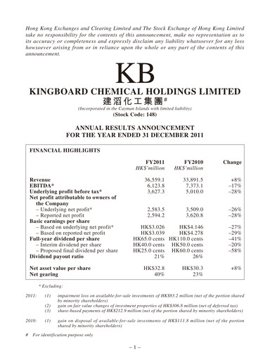 Thumbnail Kingboard Holdings Financial Report 2011
