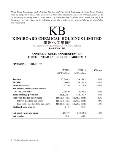 Thumbnail Kingboard Holdings Financial Report 2012