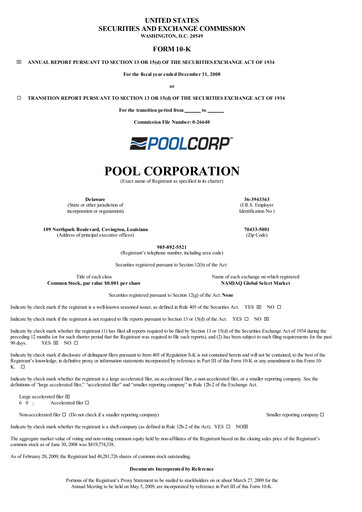 Vorschaubild POOLCORP Jahresbericht 2008