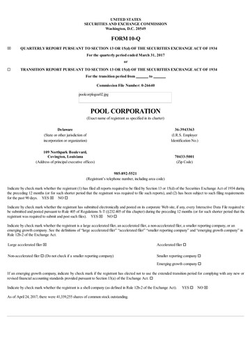 Thumbnail POOLCORP Quarterly Report 2017-q1