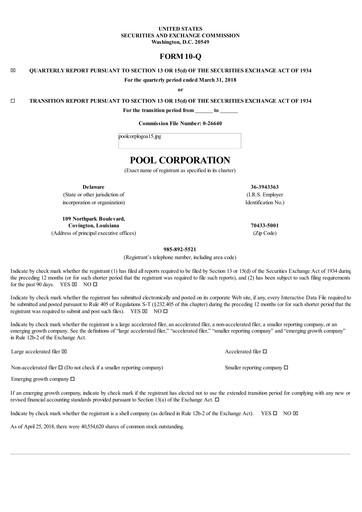 Thumbnail POOLCORP Quarterly Report 2018-q1