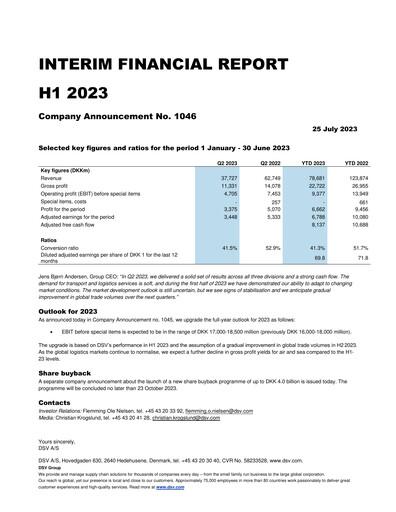 Thumbnail DSV Half-year Report 2023-h1