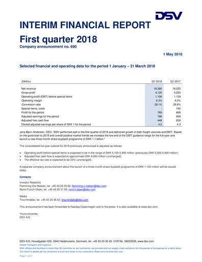 Thumbnail DSV Quarterly Report 2018-q1