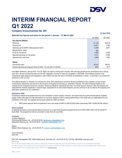 Thumbnail DSV Quarterly Report 2022-q1