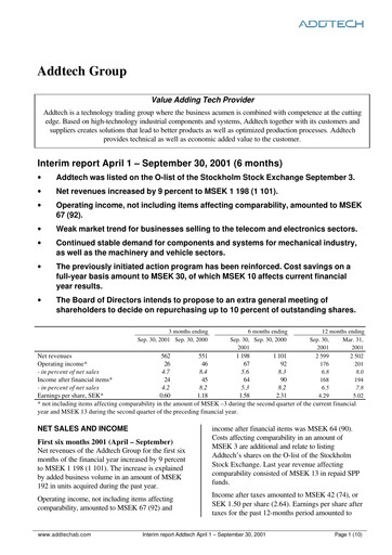Thumbnail Addtech AB Half-year Report 2001-h1