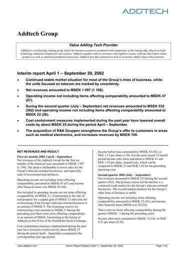 Thumbnail Addtech AB Half-year Report 2002-h1