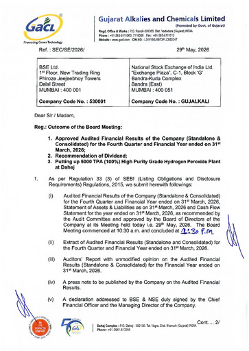 Thumbnail Gujarat Alkalies and Chemicals Financial Statement 2025-2026