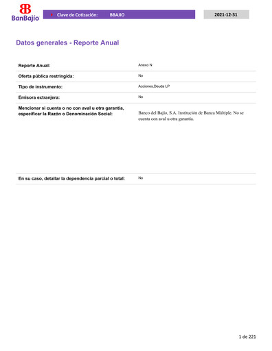 Thumbnail Banco del Bajío Annual Report 2021