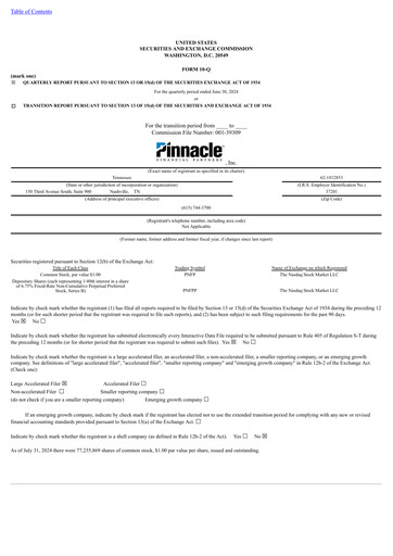 Vorschaubild Pinnacle Financial Partners
 Quartalsbericht 2024-q2