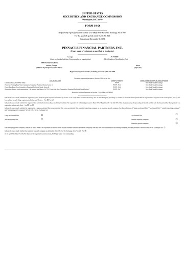Vorschaubild Pinnacle Financial Partners
 Quartalsbericht 2026-q1