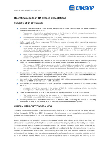 Thumbnail Eimskipafélag Íslands Quarterly Report 2019-q1