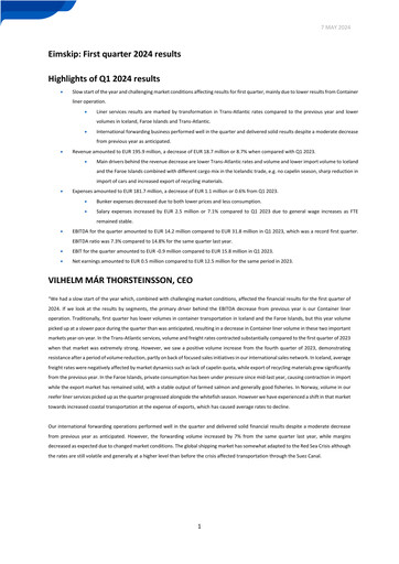 Thumbnail Eimskipafélag Íslands Quarterly Report 2024-q1