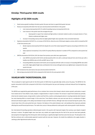 Thumbnail Eimskipafélag Íslands Quarterly Report 2024-q3