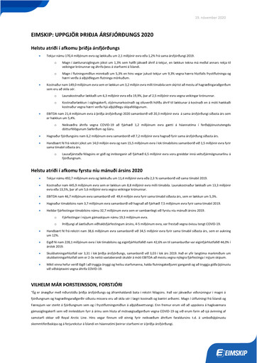 Thumbnail Eimskipafélag Íslands Quarterly Report 2020-q3