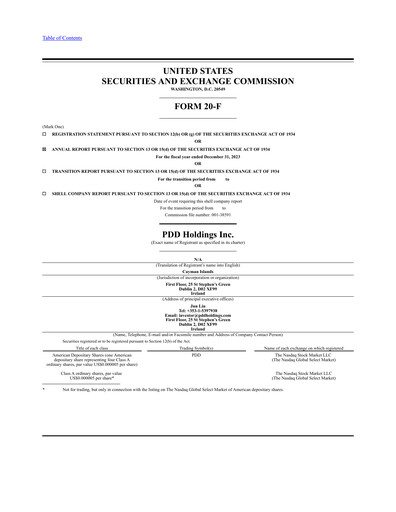 Vorschaubild PDD Holdings (Pinduoduo) Jahresbericht 2023
