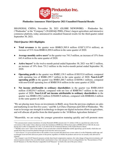 Thumbnail PDD Holdings (Pinduoduo) Financial Statement 2021-q3