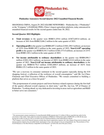 Thumbnail PDD Holdings (Pinduoduo) Financial Statement 2022-q2