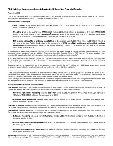 Thumbnail PDD Holdings (Pinduoduo) Financial Statement 2025-q2