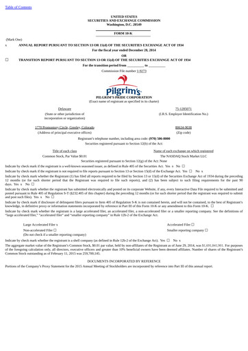 Thumbnail Pilgrim's Pride
 Annual Report 2014