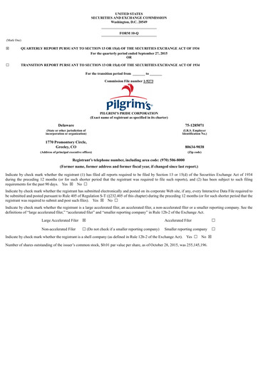 Thumbnail Pilgrim's Pride
 Quarterly Report 2015-q3