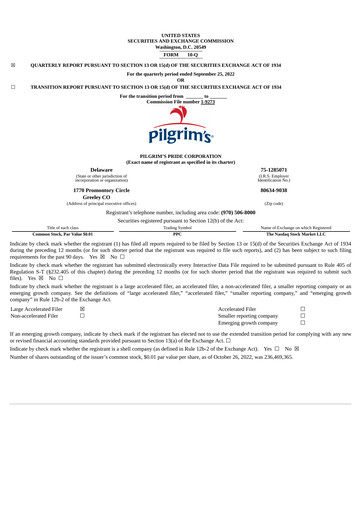 Thumbnail Pilgrim's Pride
 Quarterly Report 2022-q3