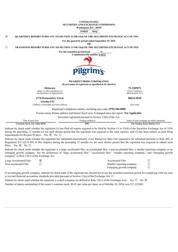 Thumbnail Pilgrim's Pride
 Quarterly Report 2024-q3
