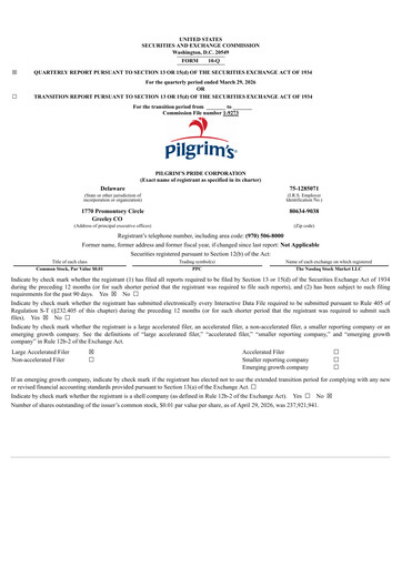 Thumbnail Pilgrim's Pride
 Quarterly Report 2026-q1