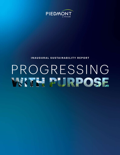 Miniature Piedmont Lithium Rapport de durabilité 2022