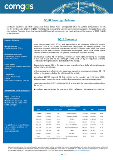 Miniature Comgás Rapport trimestriel 2018-q3