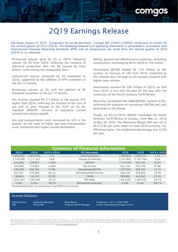 Miniature Comgás Rapport trimestriel 2019-q2