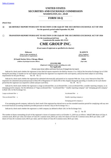 Vorschaubild CME Group Quartalsbericht 2018-q3
