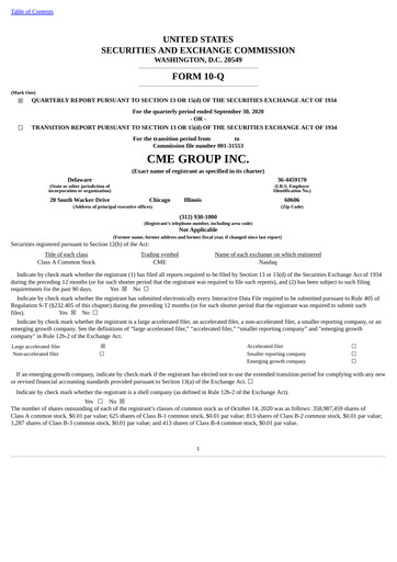 Vorschaubild CME Group Quartalsbericht 2020-q3
