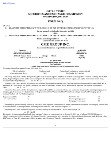 Vorschaubild CME Group Quartalsbericht 2021-q3