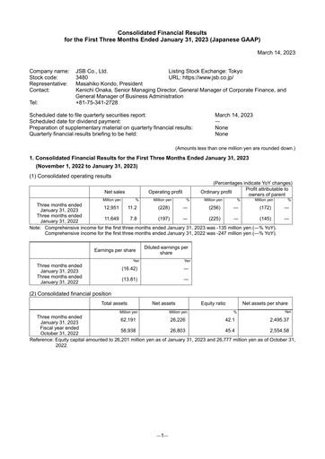 Thumbnail J.S.B.Co. Quarterly Report fy2023-q1