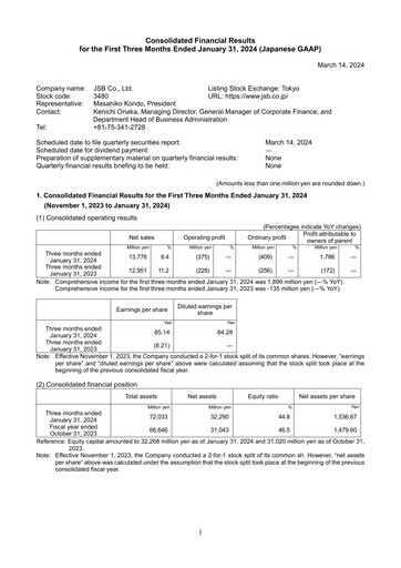 Thumbnail J.S.B.Co. Quarterly Report fy2024-q1