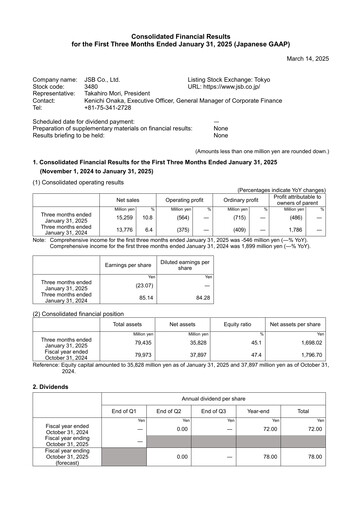 Thumbnail J.S.B.Co. Quarterly Report fy2025-q1