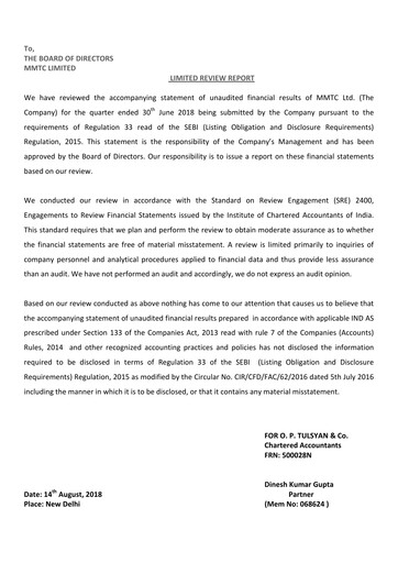 Thumbnail MMTC Quarterly Report 2018-q1