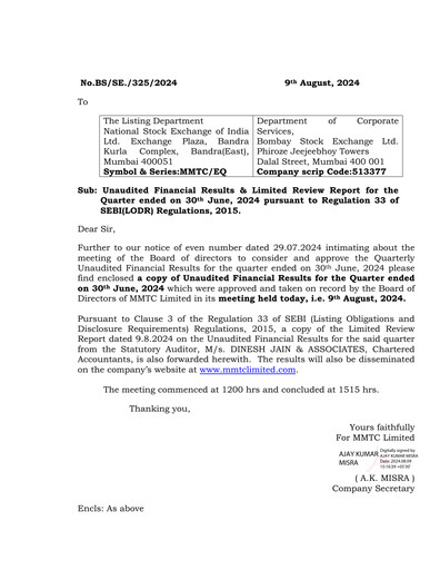 Thumbnail MMTC Quarterly Report 2024-q1