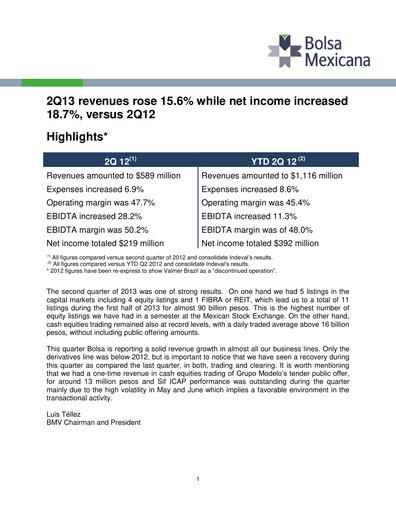 Thumbnail BMV (Bolsa Mexicana de Valores) Quarterly Report 2013-q2