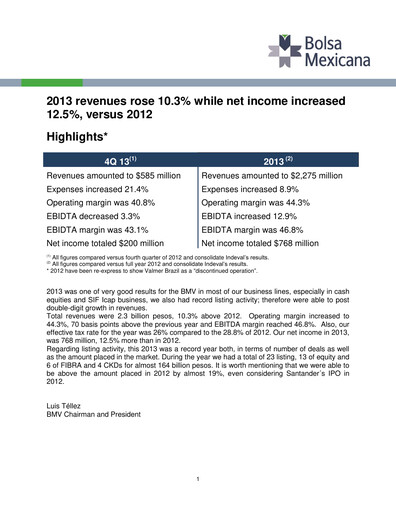 Thumbnail BMV (Bolsa Mexicana de Valores) Quarterly Report 2013-q4