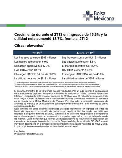 Thumbnail BMV (Bolsa Mexicana de Valores) Quarterly Report 2013-q2