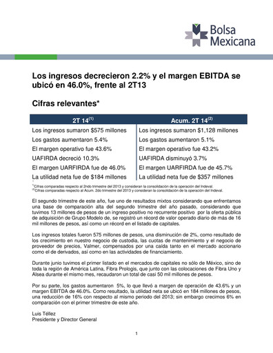 Thumbnail BMV (Bolsa Mexicana de Valores) Quarterly Report 2014-q2