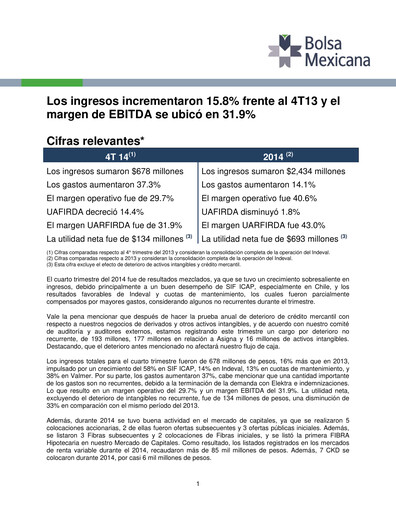 Thumbnail BMV (Bolsa Mexicana de Valores) Quarterly Report 2014-q4