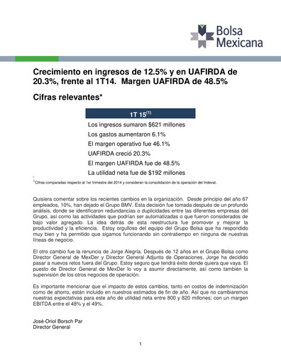 Thumbnail BMV (Bolsa Mexicana de Valores) Quarterly Report 2015-q1