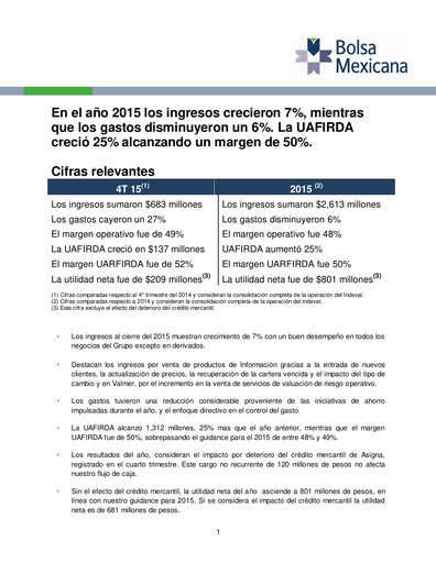 Thumbnail BMV (Bolsa Mexicana de Valores) Quarterly Report 2015-q4