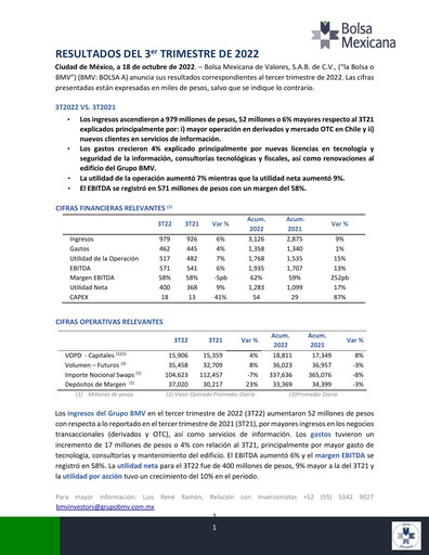 Thumbnail BMV (Bolsa Mexicana de Valores) Quarterly Report 2022-q3